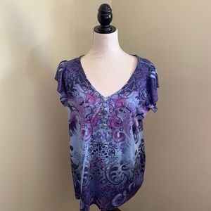 EUC One World purple butterfly top